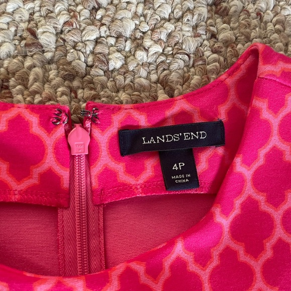 Lands End Thick Pink Patterned Viscose Blend Shift Dress - Picture 2 of 3